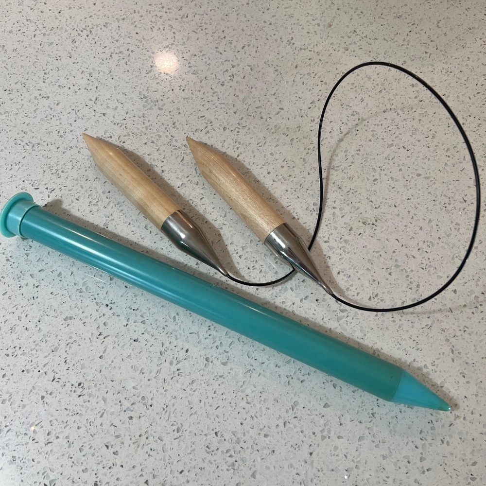 Knitting Needles One Green Sz 50 & 1 Circular Size 50 Jumbo Wood 36" Long